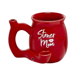 [fct048] Premium Roast & Toast Ceramic Mug w/ Pipe - Red Stoner Mom