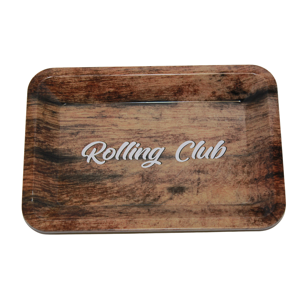 [rctr026] Rolling Club Metal Rolling Tray - Small - Woodgrain