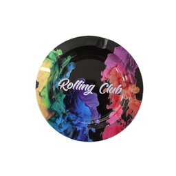 [rcac002] Rolling Club Metal Ashtray - Small - Rainbow Fumes