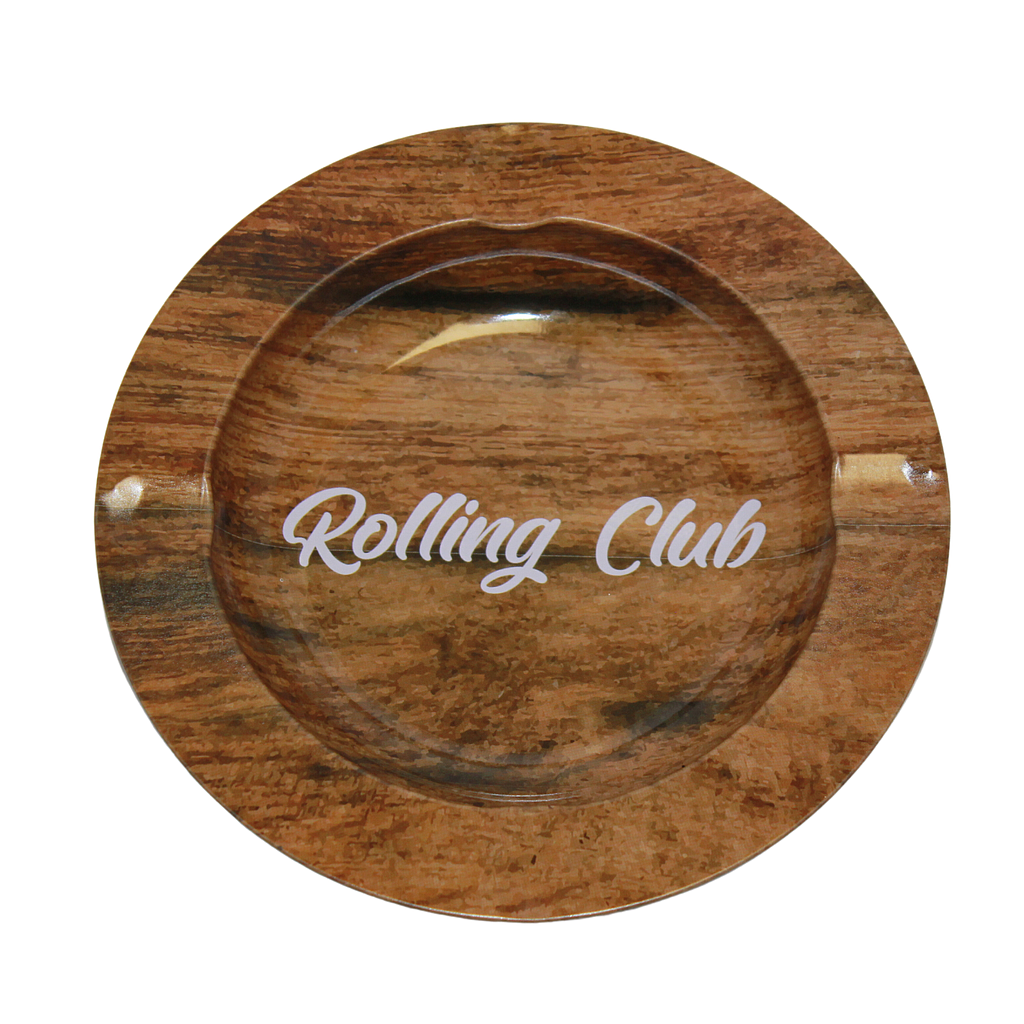 [rcac013] Rolling Club Metal Ashtray - Small - Woodgrain
