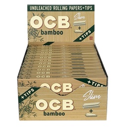 [ocb029b] Bamboo Rolling Paper OCB  Slim with Filter Tips - Box of 32