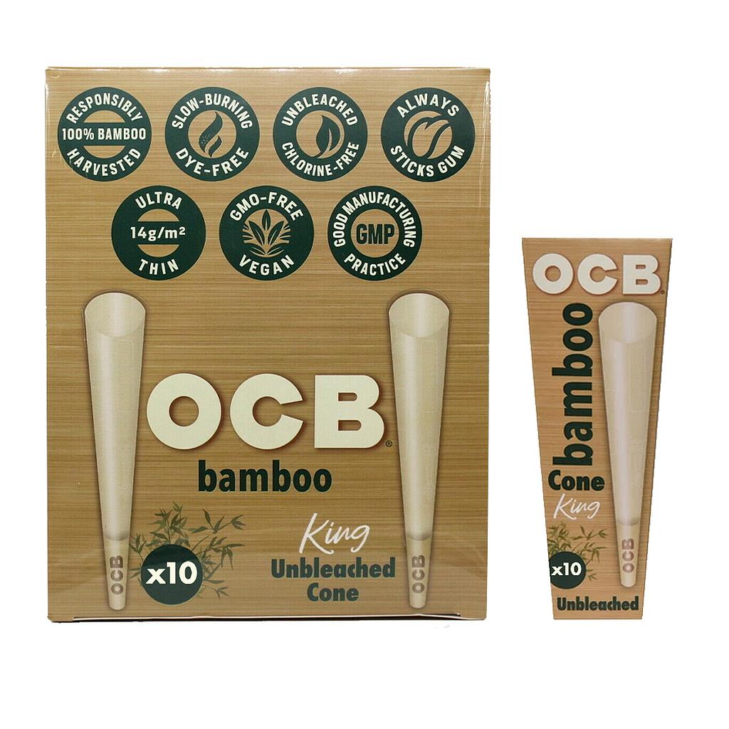 Rolling Papers OCB King Size Bamboo Pre-Rolled Cones - 10 Pack - Box of 12