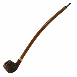 [gfa018] Wood Pipe Shire Pipes Curved Engraved Cherry Wood Tobacco Pipe - 15"
