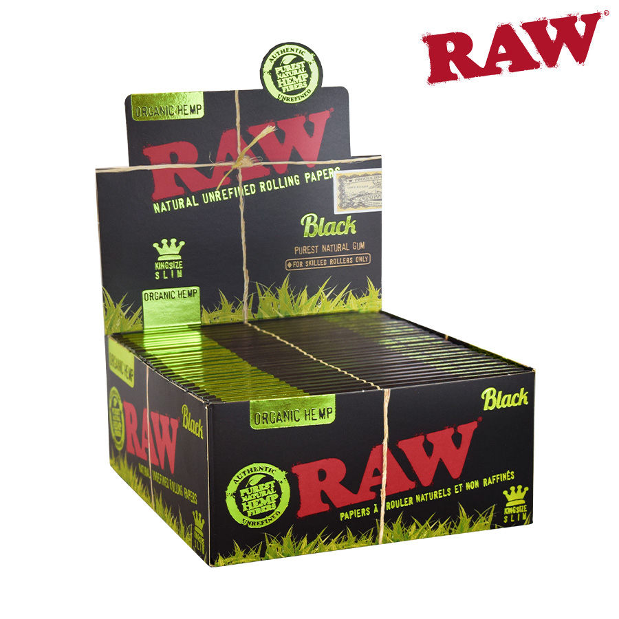 Raw Black Organic King Size Slim Rolling Papers Box/50