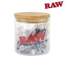 [h822b] Raw Black Glass Tips Jar/50