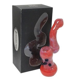 [gpb010] Glass Bubbler Genuine Pipe Co 6" Stand Up Red Aztec