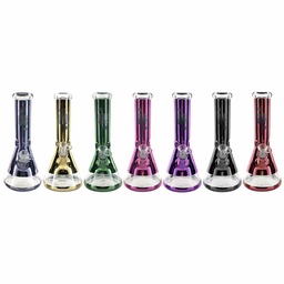 Glass Bong - Metallic Beaker with Ice Pinch 7mm 12"