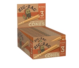 [zz015b] Pre Rolled Cones Zig Zag Unbleached King Size Rolling Papers Box of 24