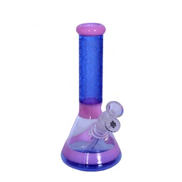 [kmg024] Glass Bong Karma 9" Beaker Pink and Blue Sandblasted