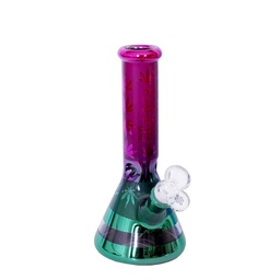 [kmg027] Glass Bong Karma 9" Beaker Metallic Purple and Green