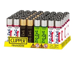 [clp031b] Disposable Lighters Clipper Large Printed Zig Zag Classic Tray Of 48