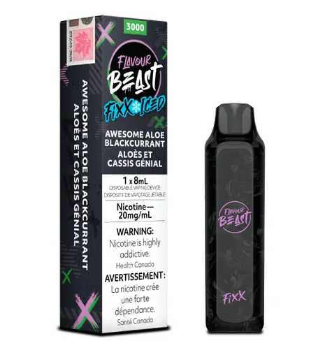 [fvb1101b] *EXCISED* Flavour Beast Fixx Disposable Vape Awesome Aloe Blackcurrant Iced Box Of 6