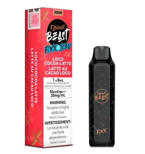 [fvb1105b] *EXCISED* Flavour Beast Fixx Disposable Vape Loco Cocoa Latte Iced Box Of 6