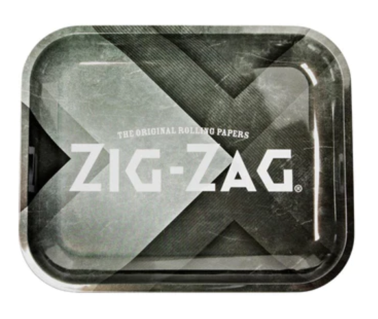 [zz109] Zig Zag Metal Rolling Tray - Large - Black