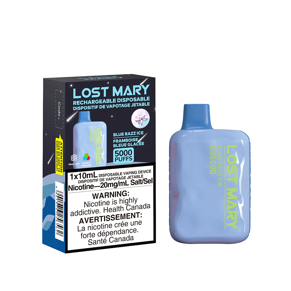 [lmv1001b] *Excised* Disposable Vape Lost Mary OS5000 Blue Razz Ice Box of 10