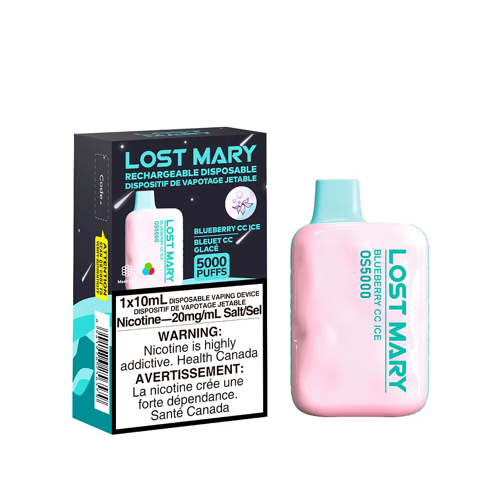 [lmv1002b] *Excised* Disposable Vape Lost Mary OS5000 Blueberry CC Ice Box of 10