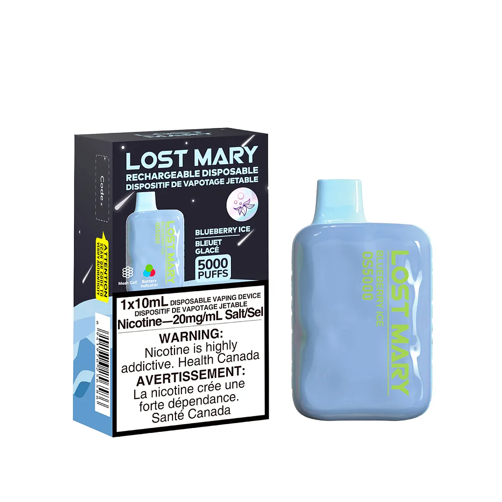 [lmv1003b] *Excised* Disposable Vape Lost Mary OS5000 Blueberry Ice Box of 10