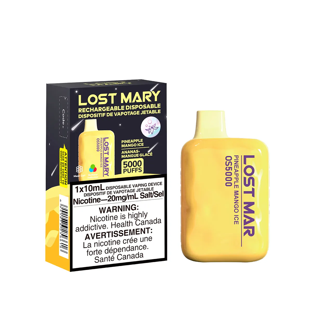 [lmv1006b] *Excised* Disposable Vape Lost Mary OS5000 Pineapple Mango Ice Box of 10