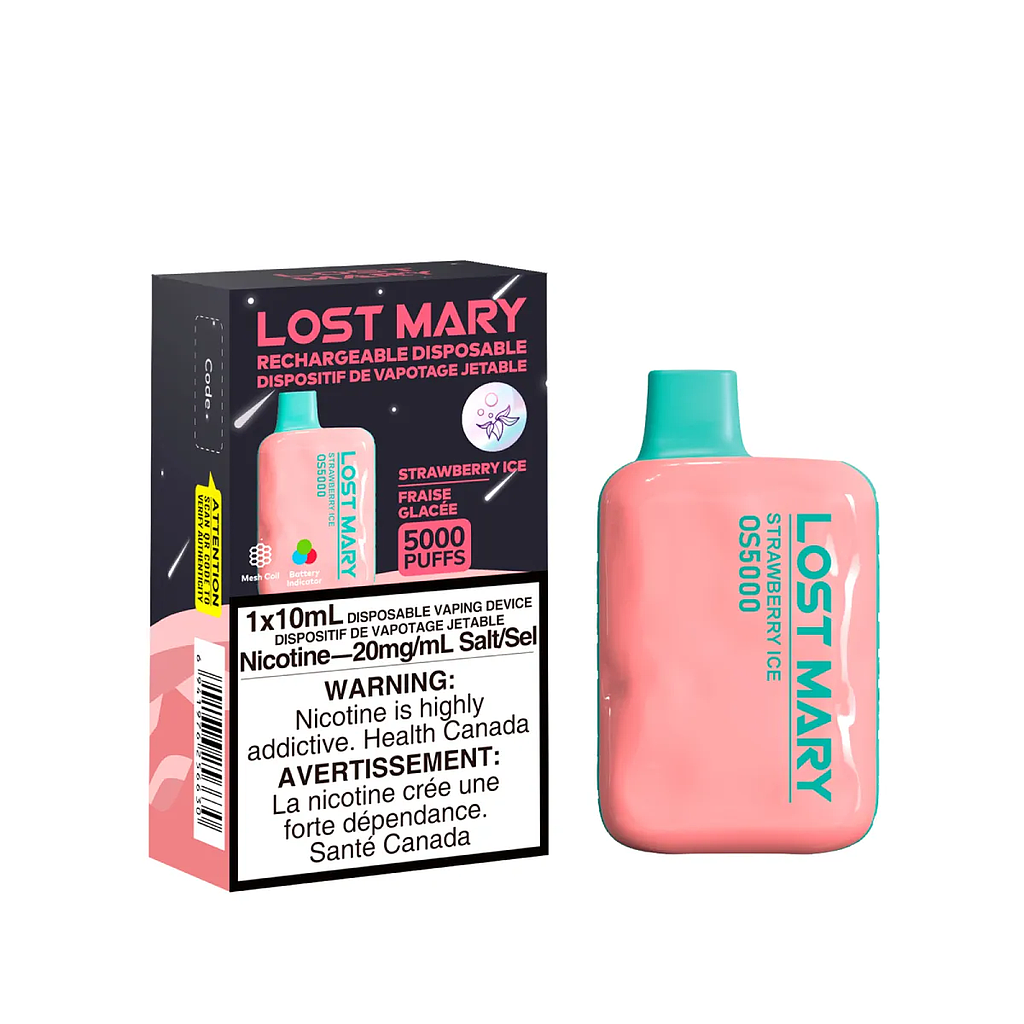 [lmv1008b] *Excised* Disposable Vape Lost Mary OS5000 Strawberry Ice Box of 10