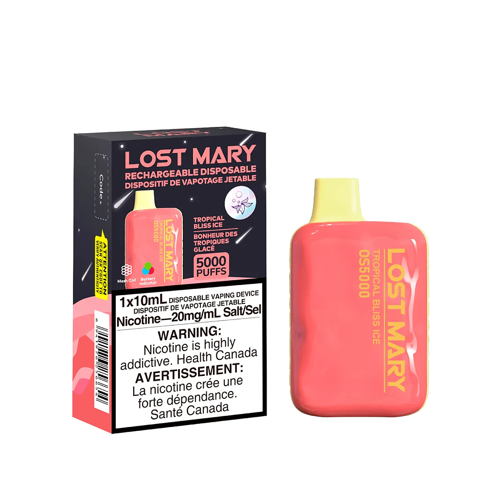 [lmv1010b] *Excised* Disposable Vape Lost Mary OS5000 Tropical Bliss Ice Box of 10