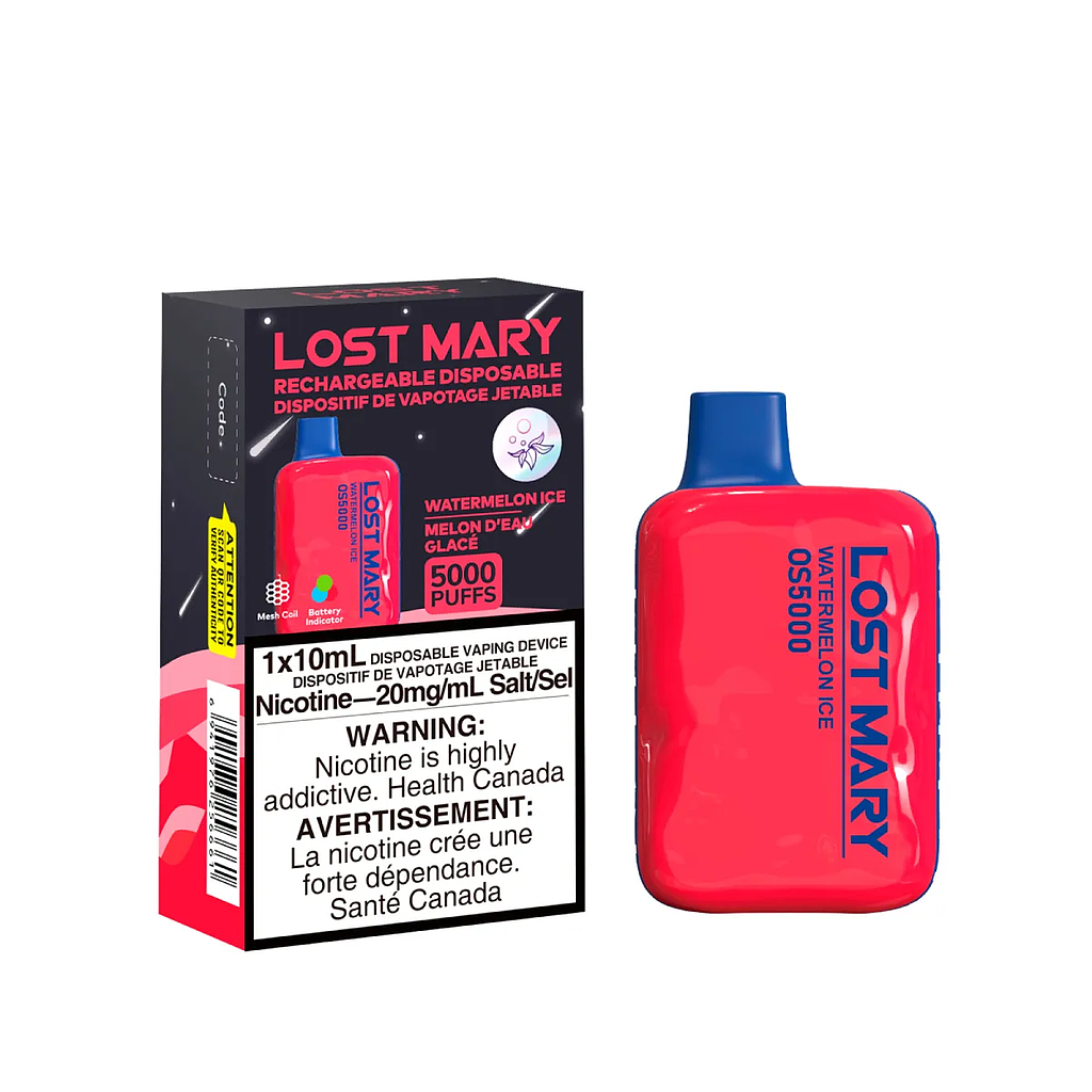 [lmv1011b] *Excised* Disposable Vape Lost Mary OS5000 Watermelon Ice Box of 10