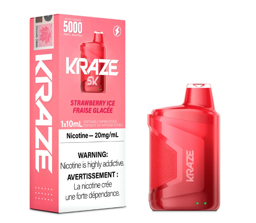 [krv1008b] *EXCISED* Kraze 5000 Disposable Vape 5000 Puff Strawberry Iced Box Of 5