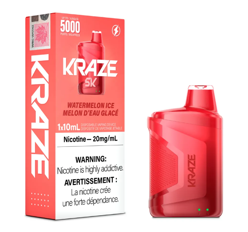 [krv1009b] *EXCISED* Kraze 5000 Disposable Vape 5000 Puff Watermelon Iced Box Of 5
