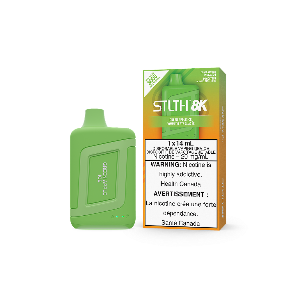 [sth1605b] *EXCISED* STLTH 8K Disposable Vape 8000 Puff Green Apple Ice Box Of 5
