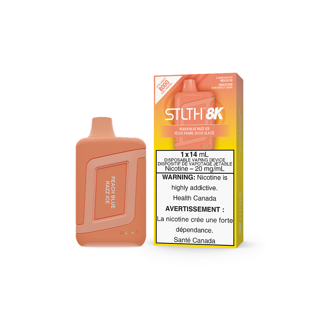 [sth1610b] *EXCISED* STLTH 8K Disposable Vape 8000 Puff Peach Blue Razz Ice Box Of 5