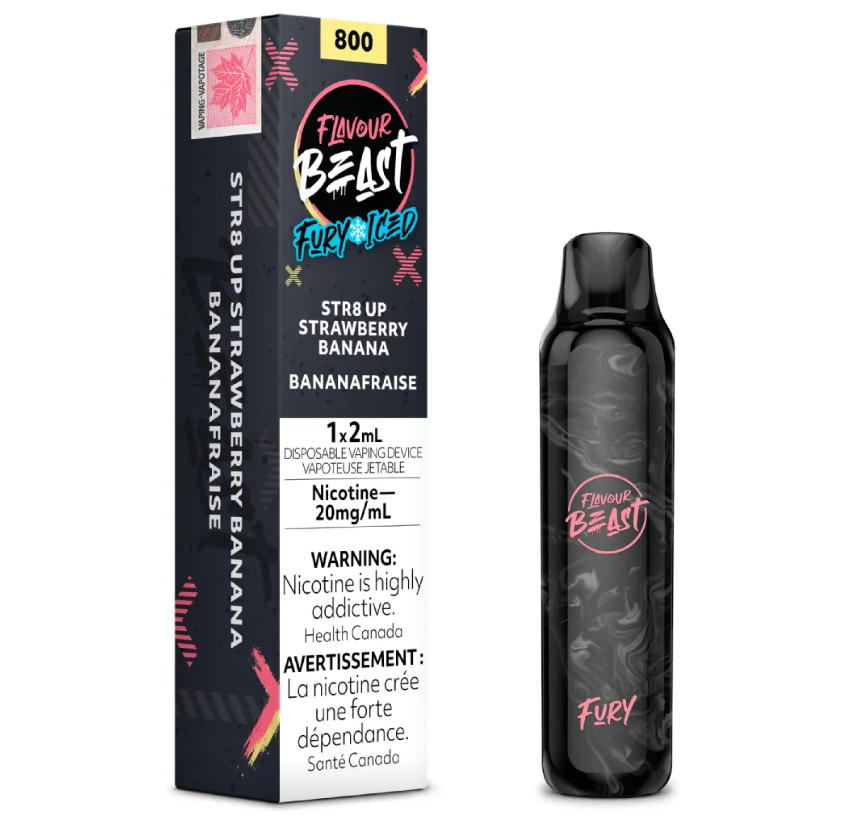 *EXCISED* Flavour Beast Fury Disposable Vape STR8 UP Strawberry Banana Iced Box Of 6