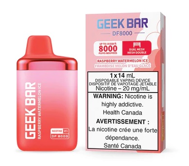 [gbv1202b] *EXCISED* Geek Bar DF8000 Disposable Vape 8000 Puff Raspberry Watermelon Ice Box Of 5