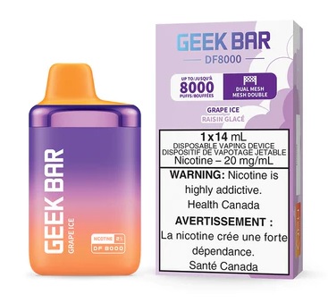 [gbv1203b] *EXCISED* Geek Bar DF8000 Disposable Vape 8000 Puff Grape Ice Box Of 5
