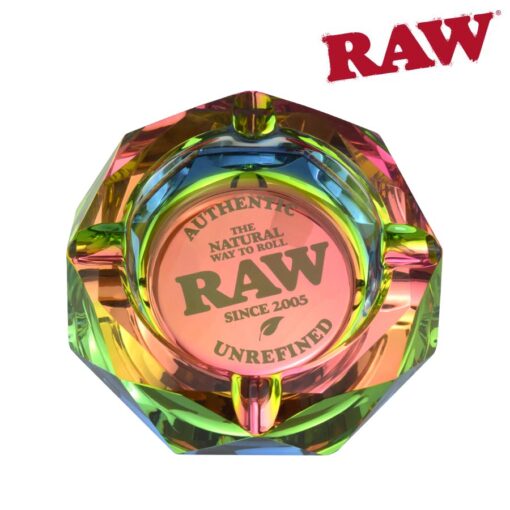 [h836] Ashtray Raw Glass Rainbow