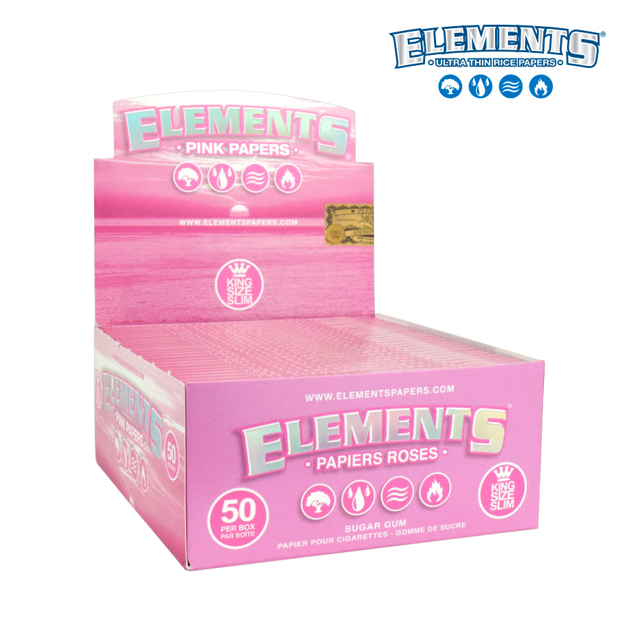 [h839b] Rolling Papers Elements Pink Classic King Size Wide Box of 50