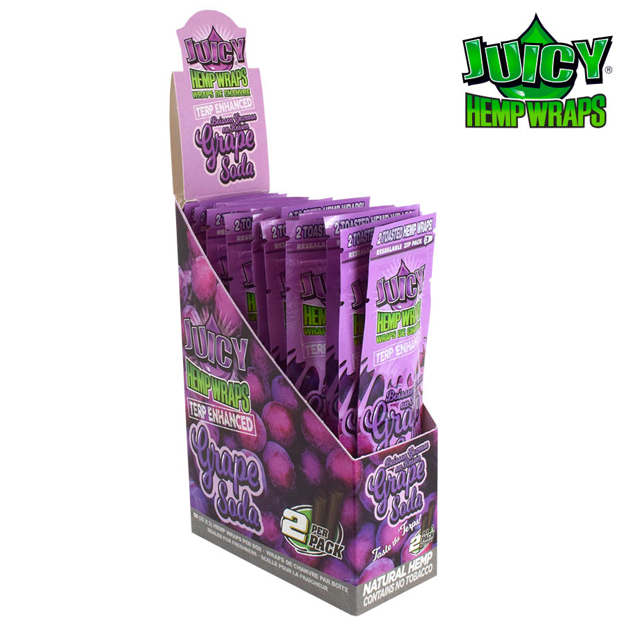 Hemp Wraps Terp Enhanced Juicy Jay Grape Soda Box of 25