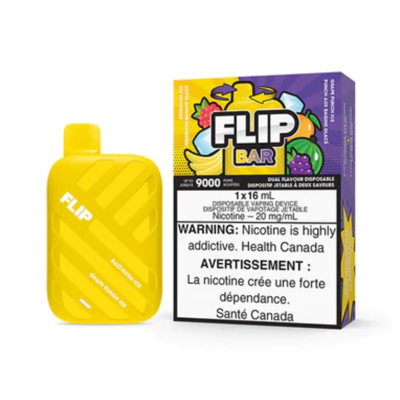 *EXCISED* Flip Bar Disposable Vape Rechargeable Razz Nana Ice and Grape Punch Ice Box Of 5