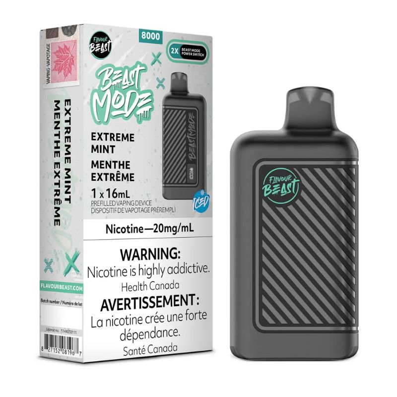 *EXCISED* Flavour Beast Beast Mode Disposable Vape Rechargeable Extreme Mint Iced Box Of 5
