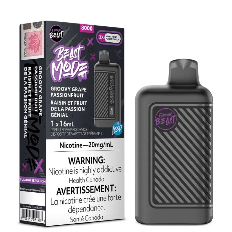 *EXCISED* Flavour Beast Beast Mode Disposable Vape Rechargeable Groovy Grape Passionfruit Iced Box Of 5