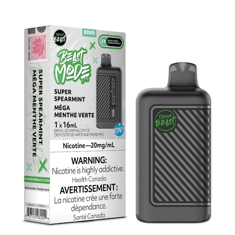 *EXCISED* Flavour Beast Beast Mode Disposable Vape Rechargeable Super Spearmint Iced Box Of 5