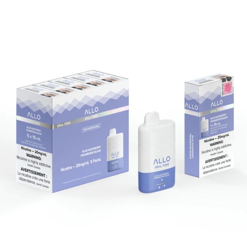 *EXCISED* Allo Ultra 7000 Disposable Vape 7000 Puff Blue Raspberry Box Of 5