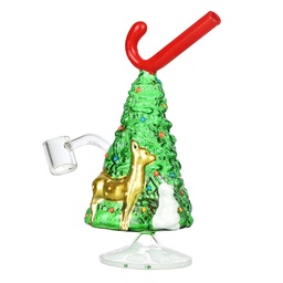 [gfa054] Glass Rig Christmas Tree w/ Candy Cane 7.25"