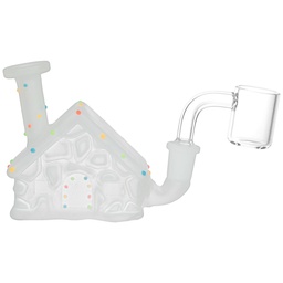 [gfa057] Glass Rig Frosted Christmas House w/ Glow in Dark Lights Mini 3"