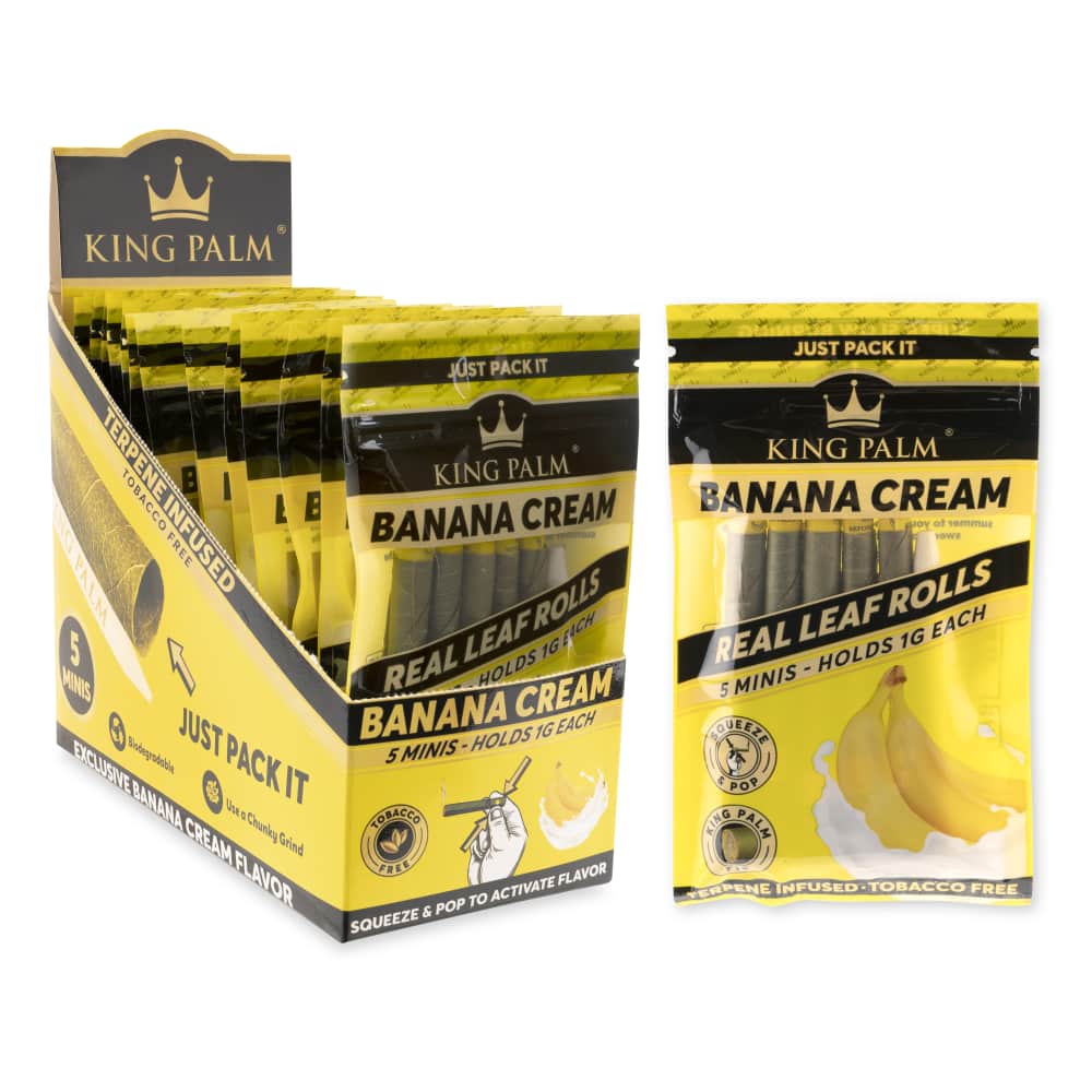 King Palm Mini Flavored Leaf Tubes Banana Cream 5 Per Pack Box of 15