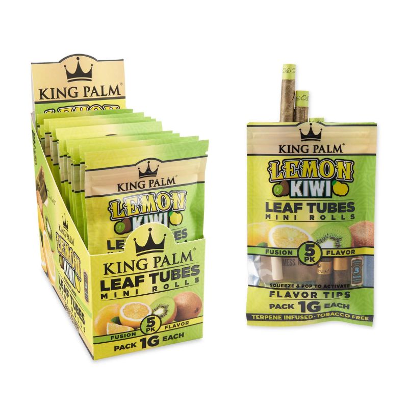 King Palm Mini Flavored Leaf Tubes Lemon Kiwi 5 Per Pack Box of 15