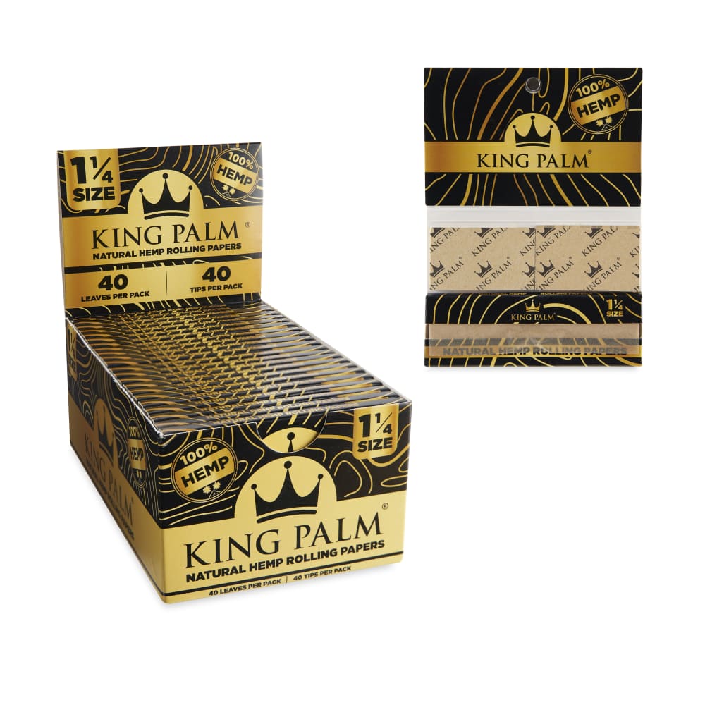 Rolling Papers King Palm Natural Hemp 1.25 and Filter Tips Box of 22