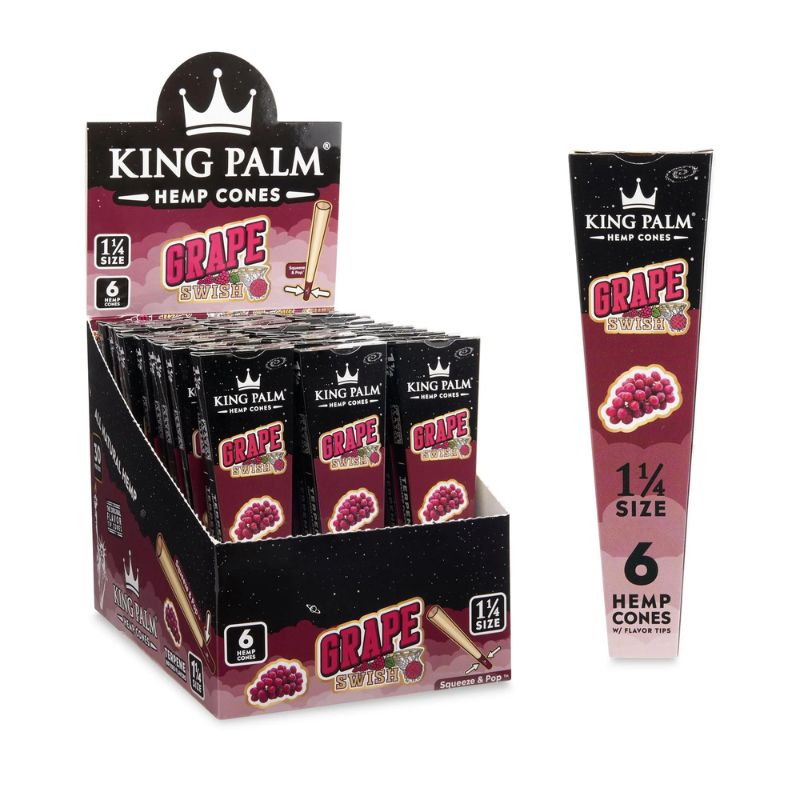 Pre Rolled Cones King Palm Hemp 1.25 Grape 6 Per Pack Box of 30