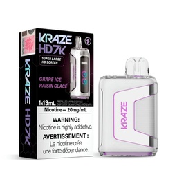 [krv1102b] *EXCISED* Disposable Vape Kraze HD7K Grape Ice 13ml Box of 5