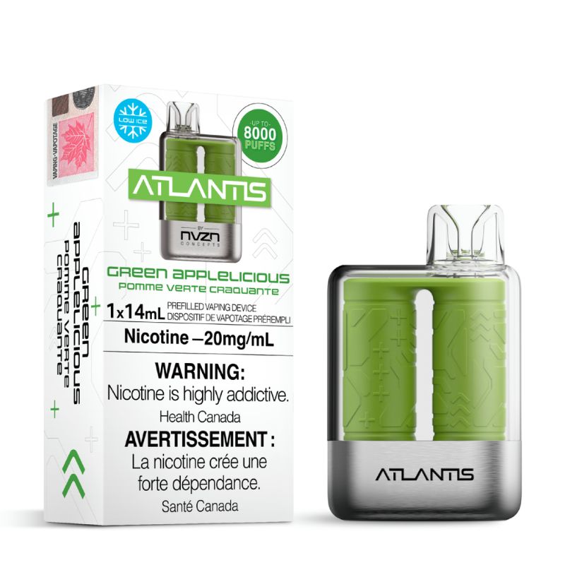 *EXCISED* Atlantis by NVZN Disposable Vape Rechargeable Green Applelicious Box Of 5
