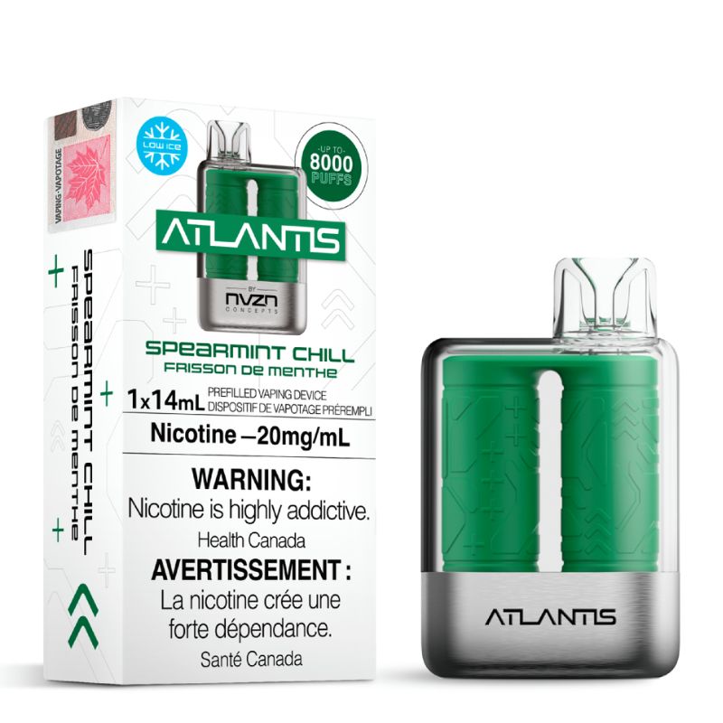 *EXCISED* Atlantis by NVZN Disposable Vape Rechargeable Spearmint Chill Box Of 5