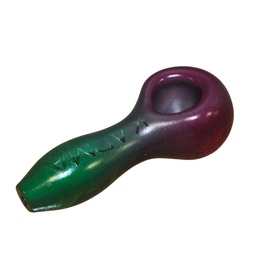 [kmgp009] Glass Pipe Karma Metallic Purps & Greens Leaves 4"